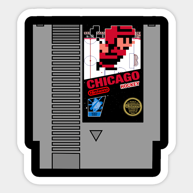 Chicago Hockey 8 bit cartridge design Sticker by MulletHappens